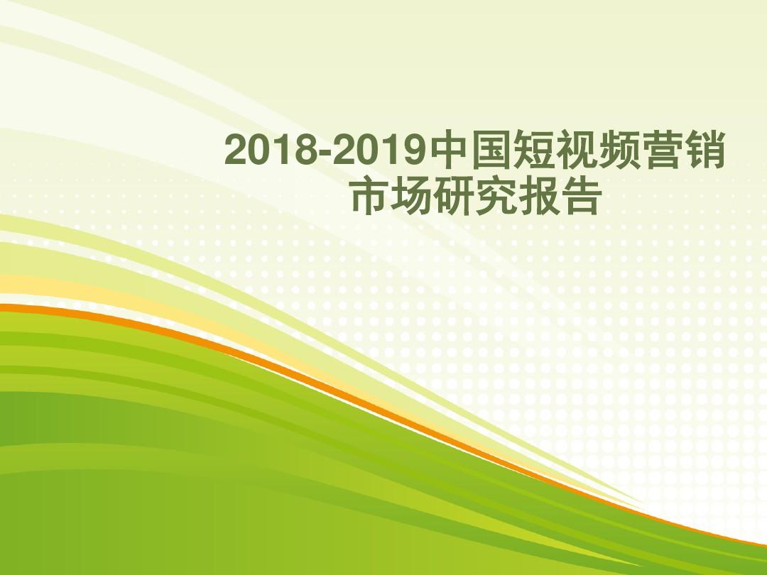 2018-2019中国短视频营销市场研究报告