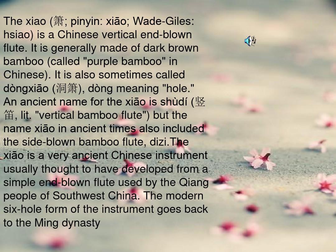 中国传统乐器英文介绍74176教学文案