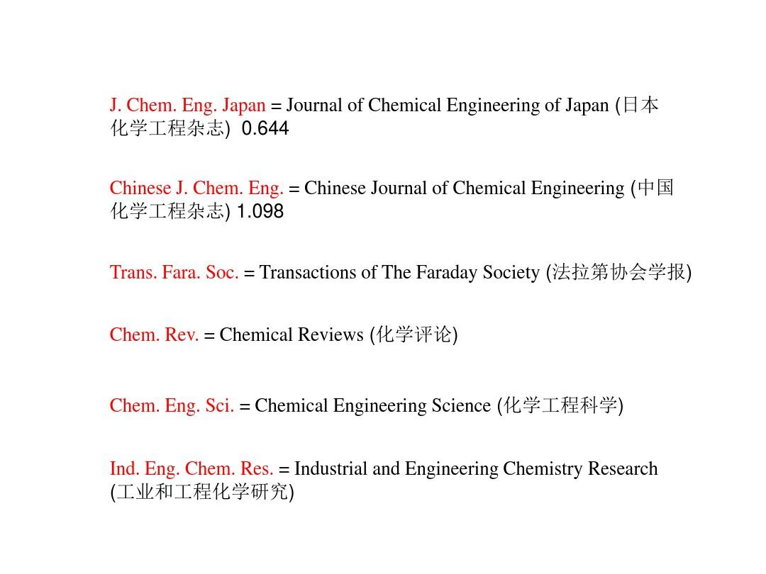 三大检索工具、化学化工类常用期刊