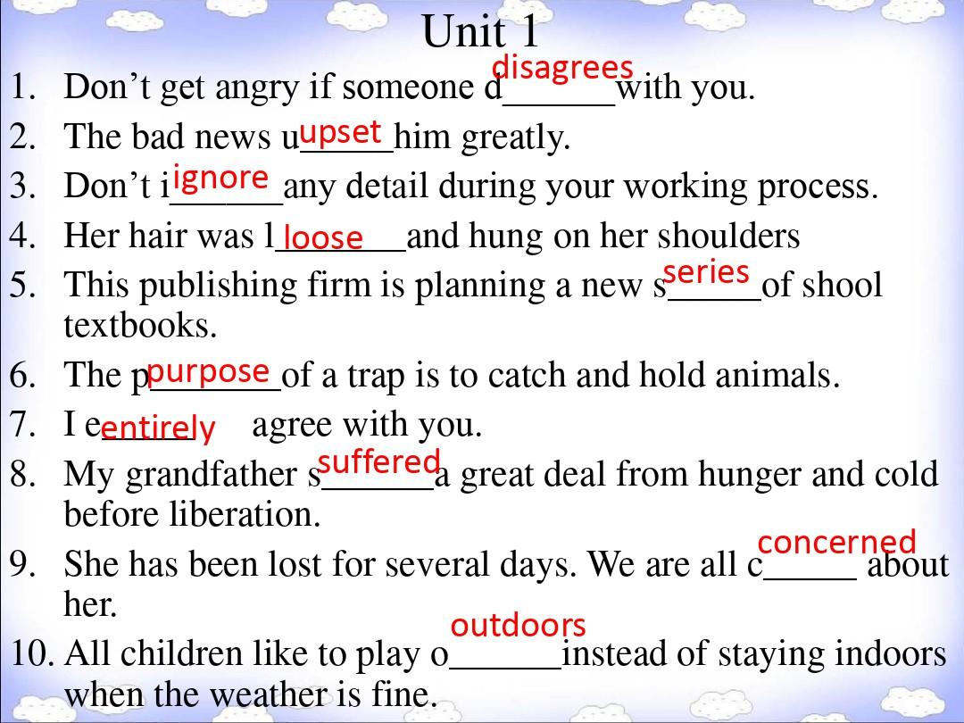 高一英语必修一Unit1Unit5单词拼写含答案