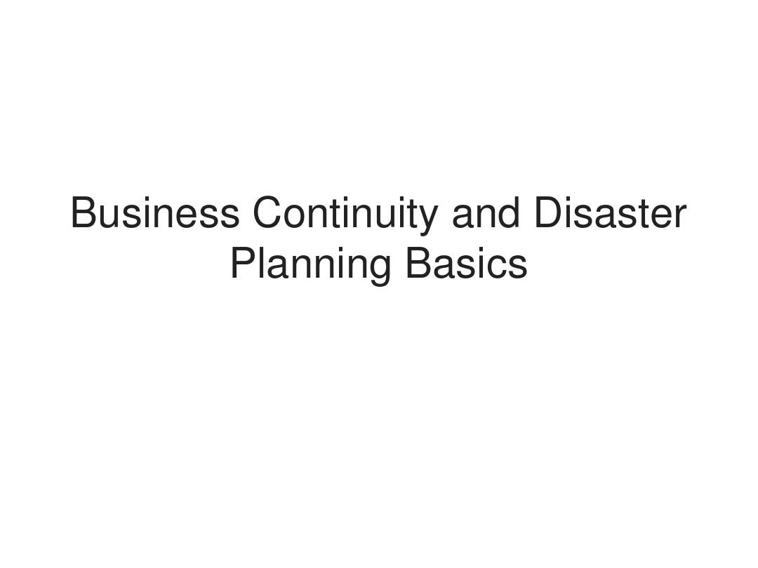 Business Continuity and Disaster Recovery Planning (ch04)