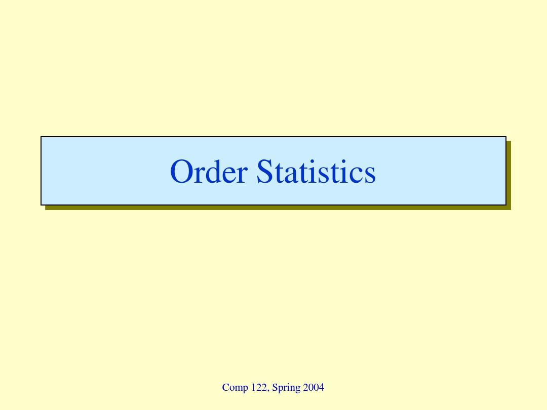 次序统计 Order Statistics