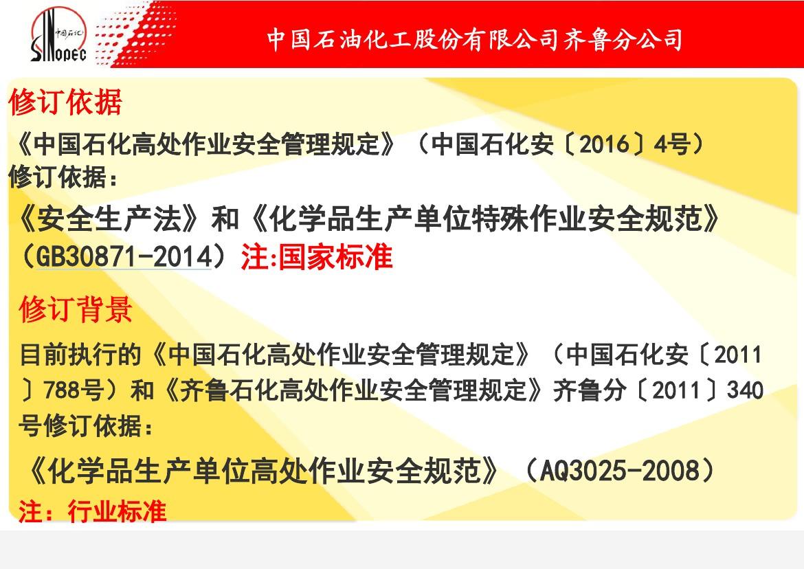 中国石化高处作业安全管理规定培训课件