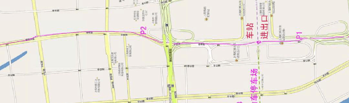 上海虹桥火车站及及虹桥机场#2航站楼自行车进站路线图