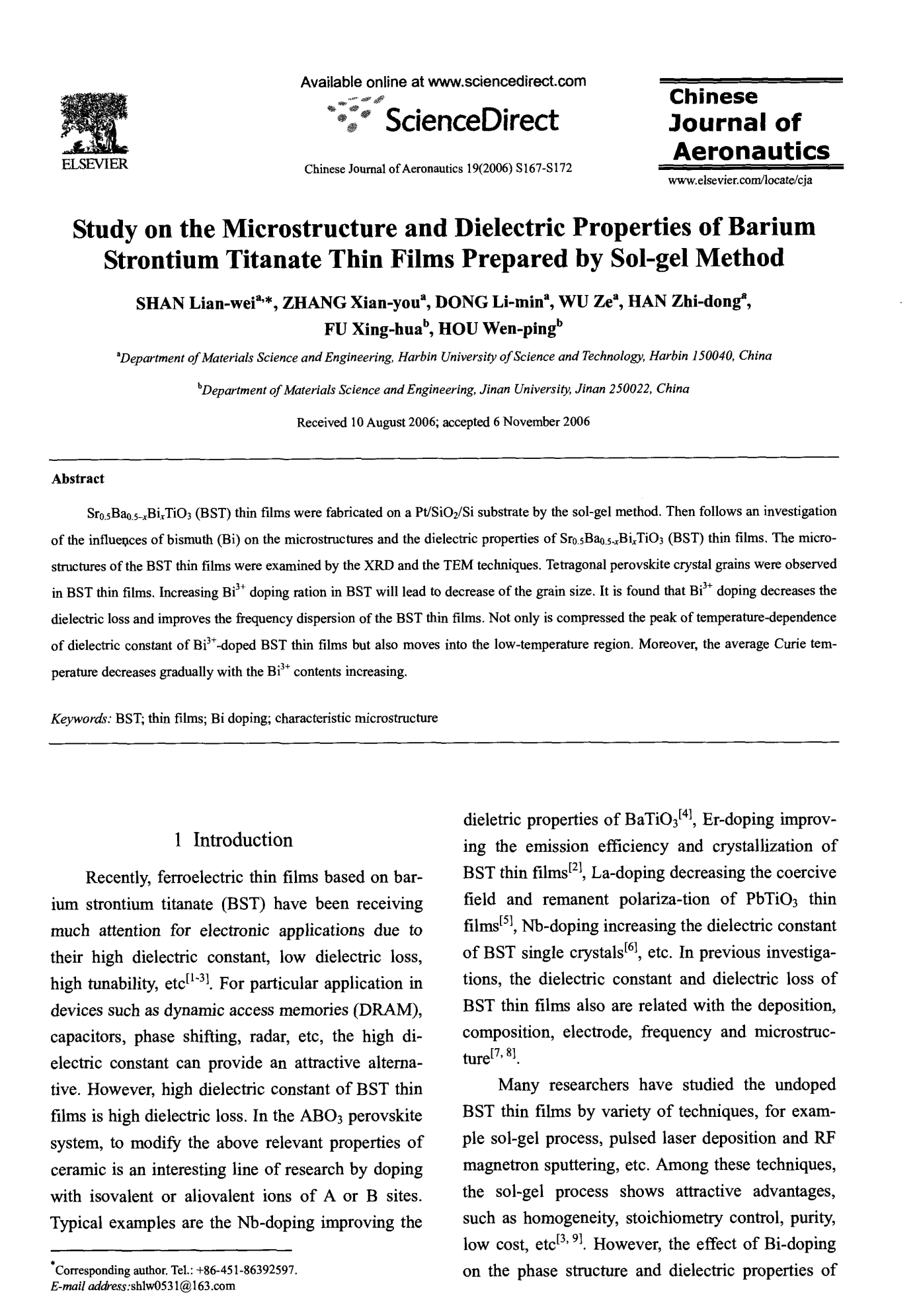 Study on the Microstructure and Dielectric Properties of Barium  Strontium Titanate Thin Films P