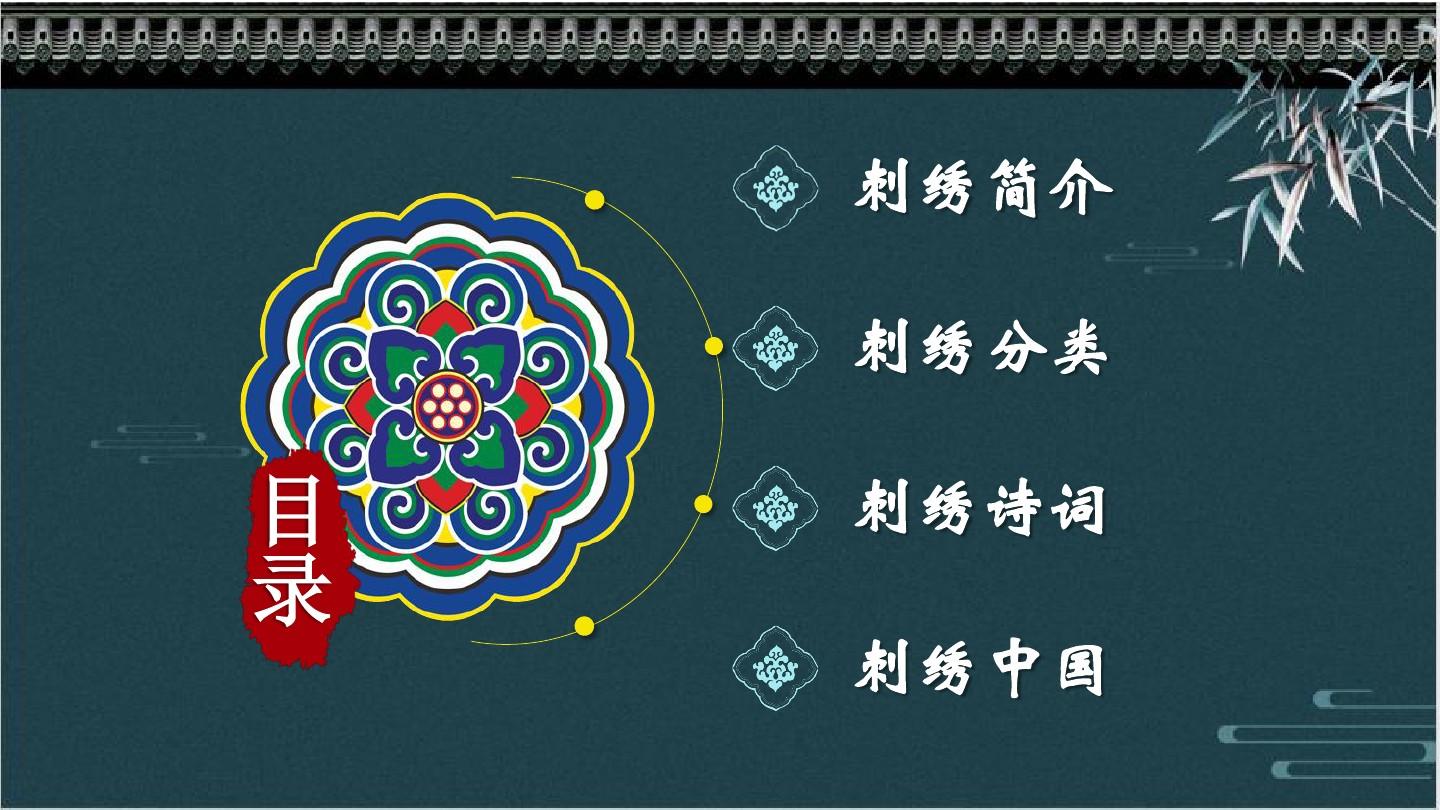 传统刺绣背景刺绣文化宣传介绍ppt模板