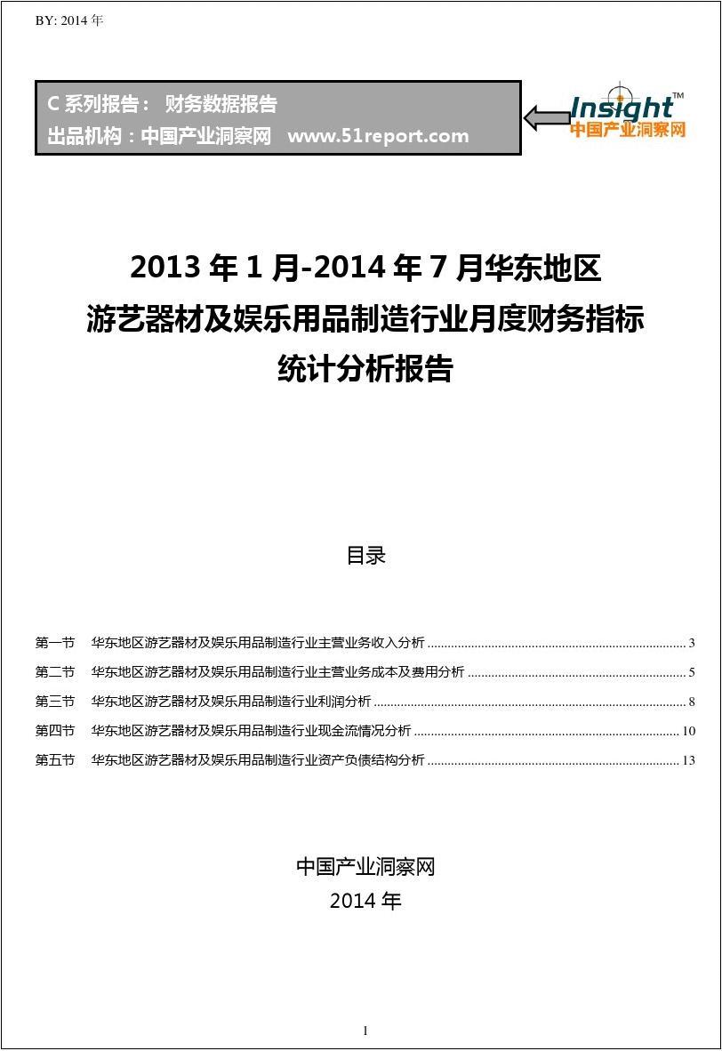 2013-2014年7月华东地区游艺器材及娱乐用品制造行业财务指标月报