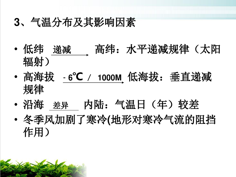 《复习课件：中国的气候》PPT 人教课标版