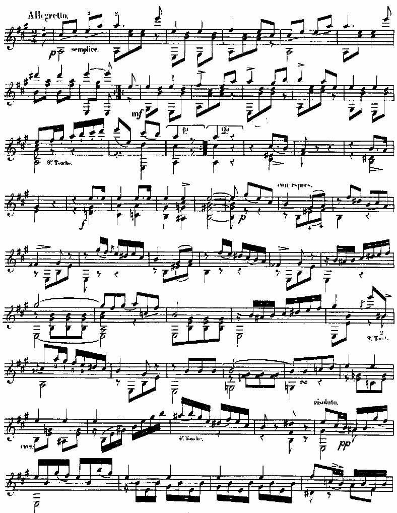 演奏会用的轮旋曲,Rondeau de Concert Op.12;拿破仑·科斯特(Napléon Coste)古典吉他谱