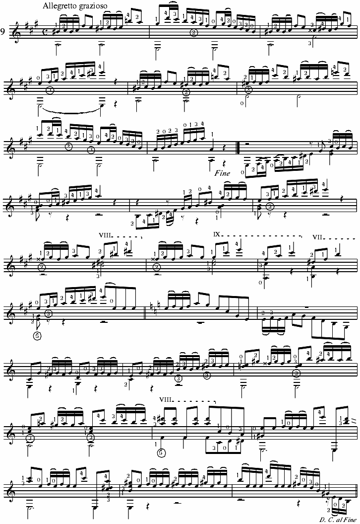 卡尔卡西练习曲(四级曲目)Op. 60 No. 7, 9, 13, 14, 15; M. Carcassi(古典吉他谱)