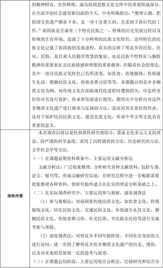 西北民族大学暑期“三下乡”社会实践活动项目申报书(2013版)123456
