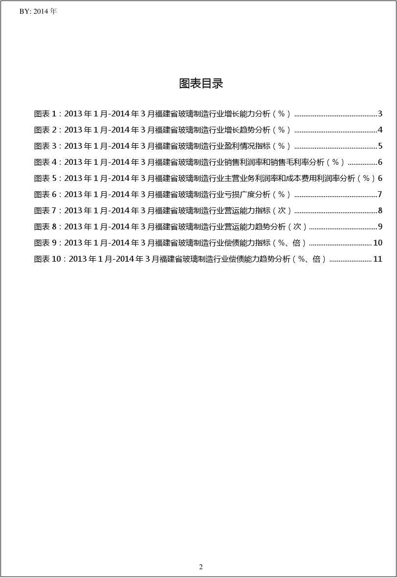 2013-2014年3月福建省玻璃制造行业经营状况月报