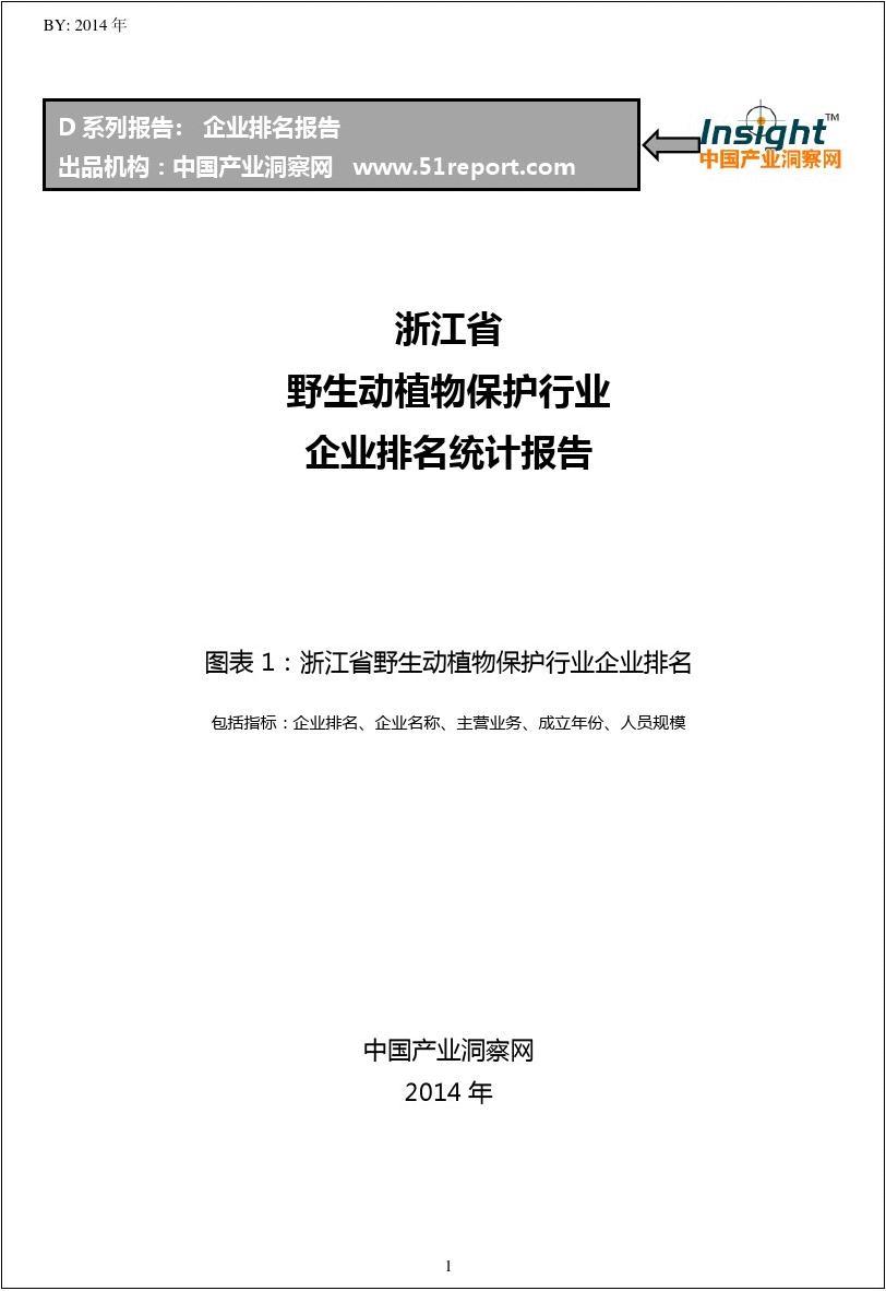 浙江省野生动植物保护行业企业排名统计报告