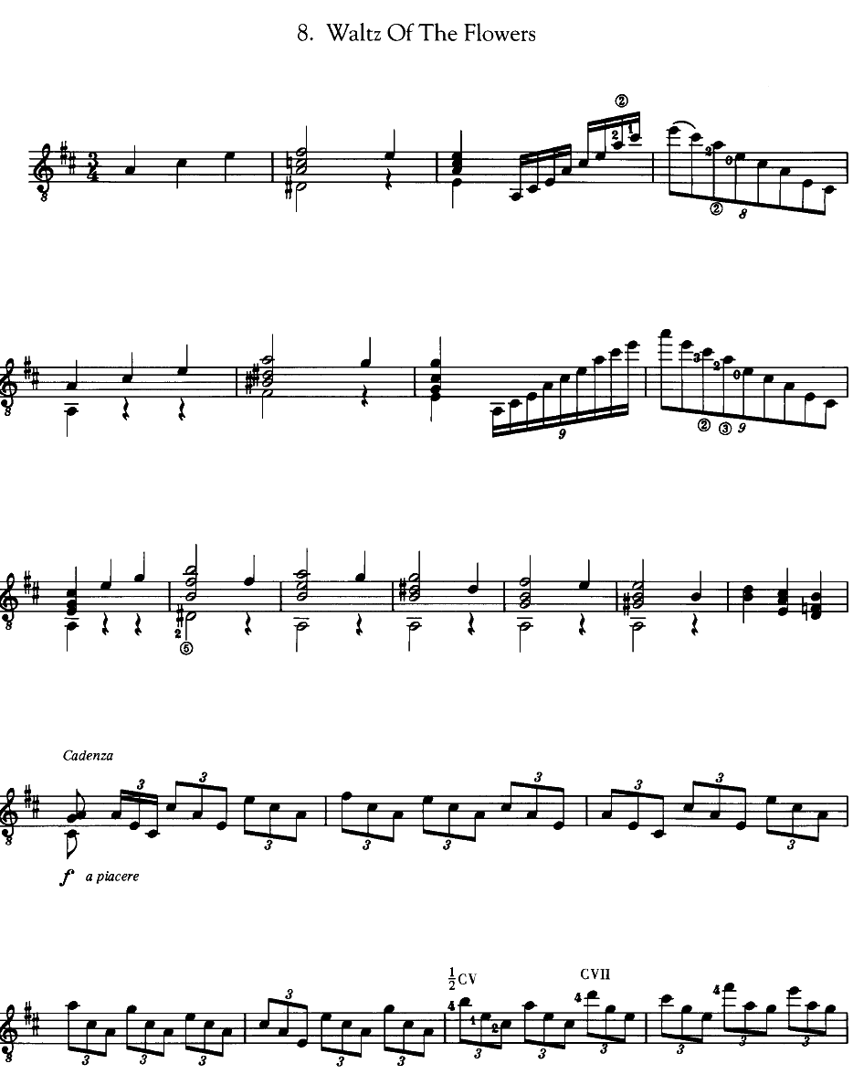 柴可夫斯基作品71D《花之圆舞曲-选自‘胡桃夹子’》 Waltz , Op.71;Tchaikovsky(Sparks古典吉他谱)