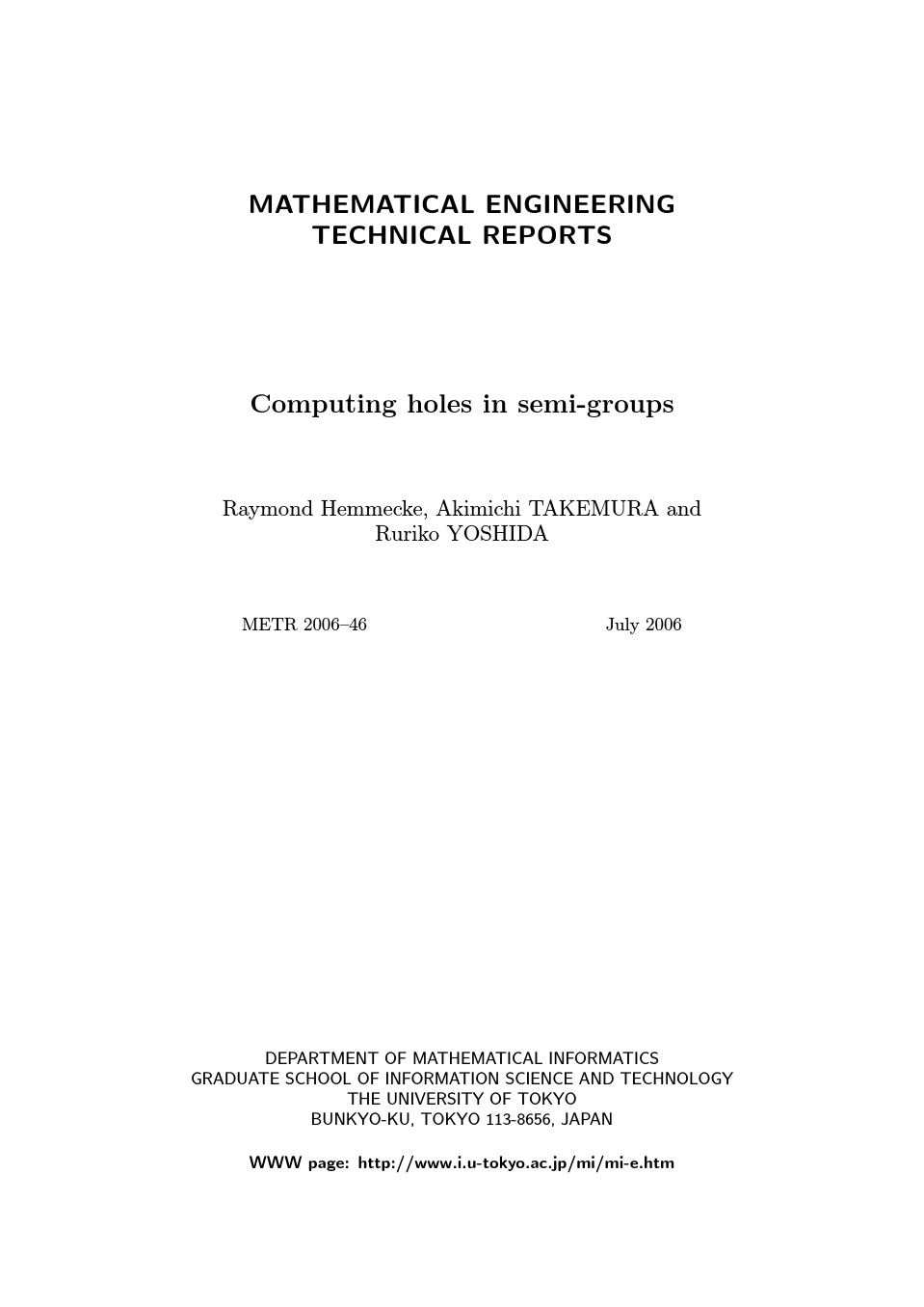 Computing holes in semi-groups