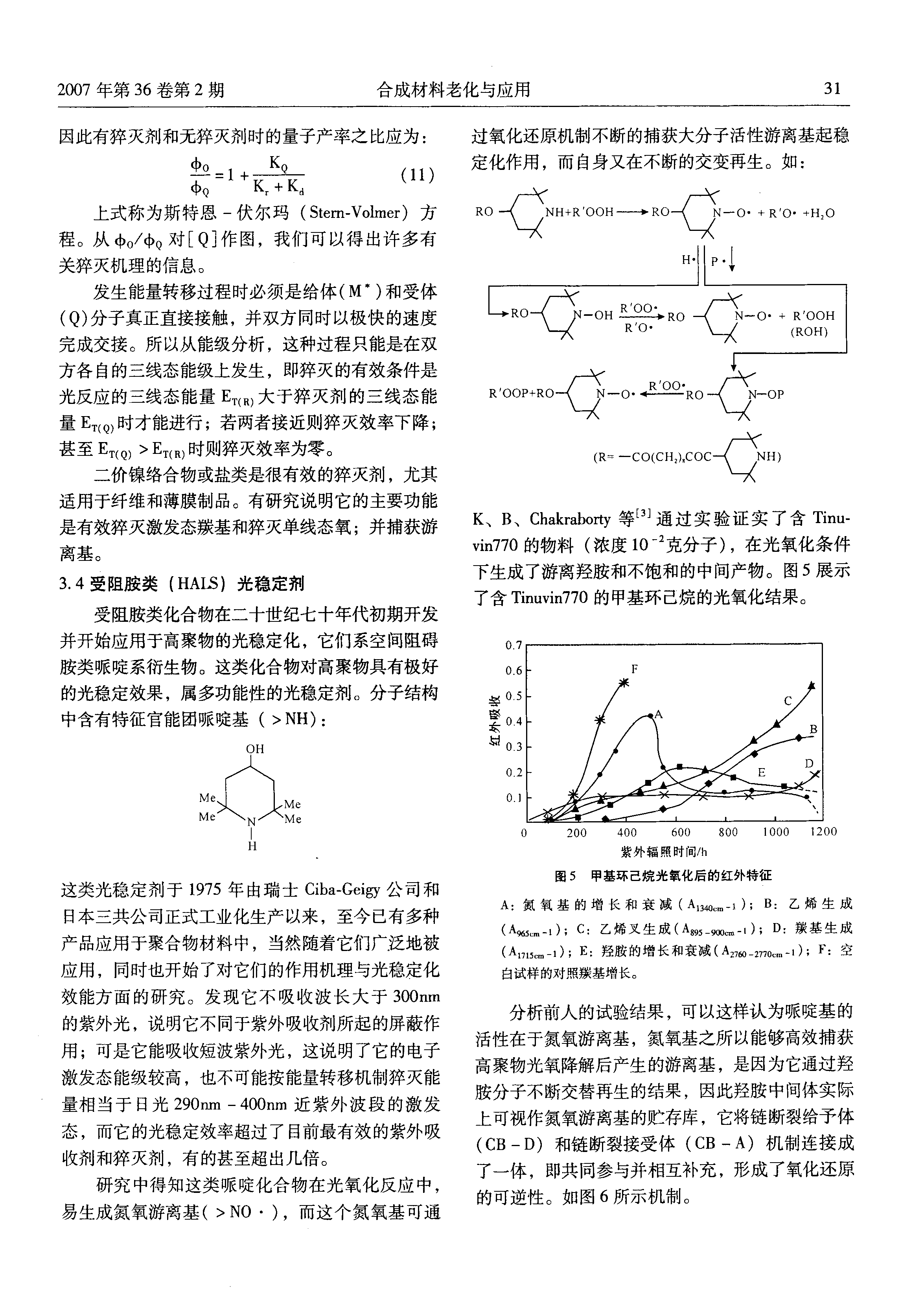 抗氧剂与光稳定剂结构效应与作用机理