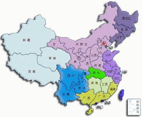 中国地图 中国区域划分 打印版