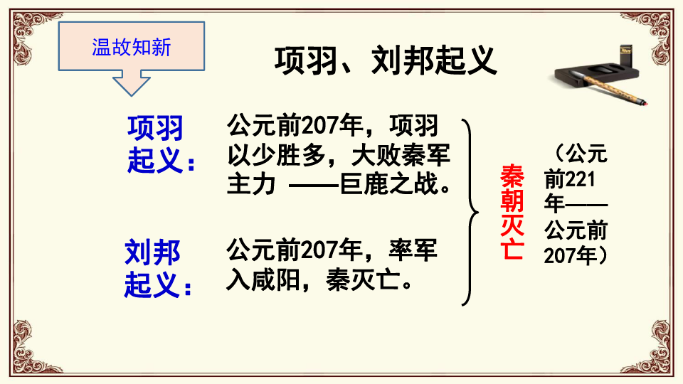 人教部编版七年级上册历史第11课西汉建立和文景之治
