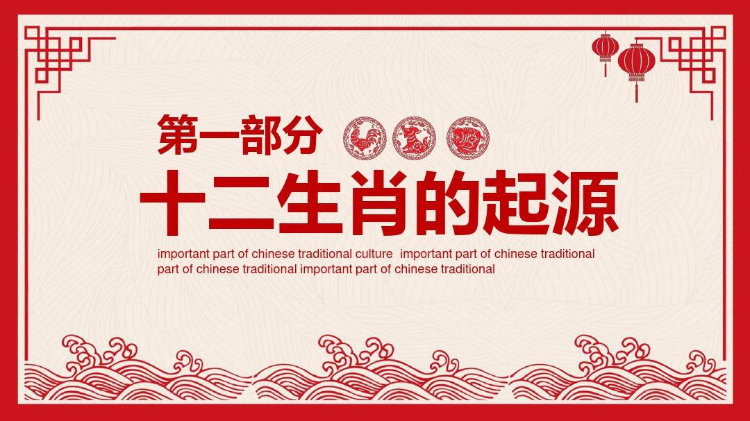 中国传统文化十二生肖常识动态PPT模板(推荐)