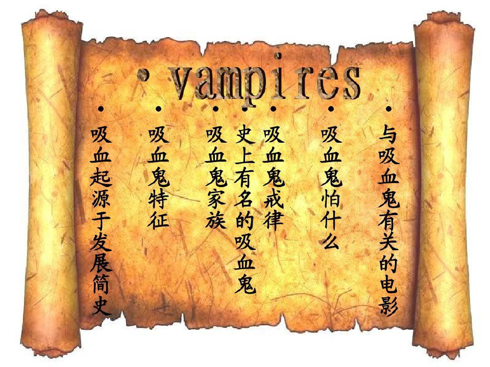 关于吸血鬼Vampire的PPT-超赞!!共30页