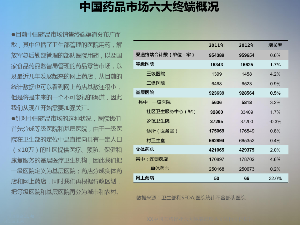 XX中国医药行业六大终端市场品类结构分析报告
