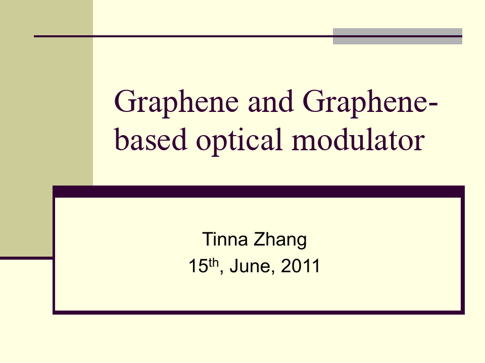 Graphene-based optical modulator 超全面的石墨烯介绍