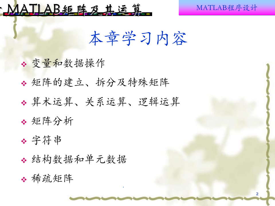 第2章-MATLAB矩阵及运算---南京信息工程大学MATLAB分解PPT课件