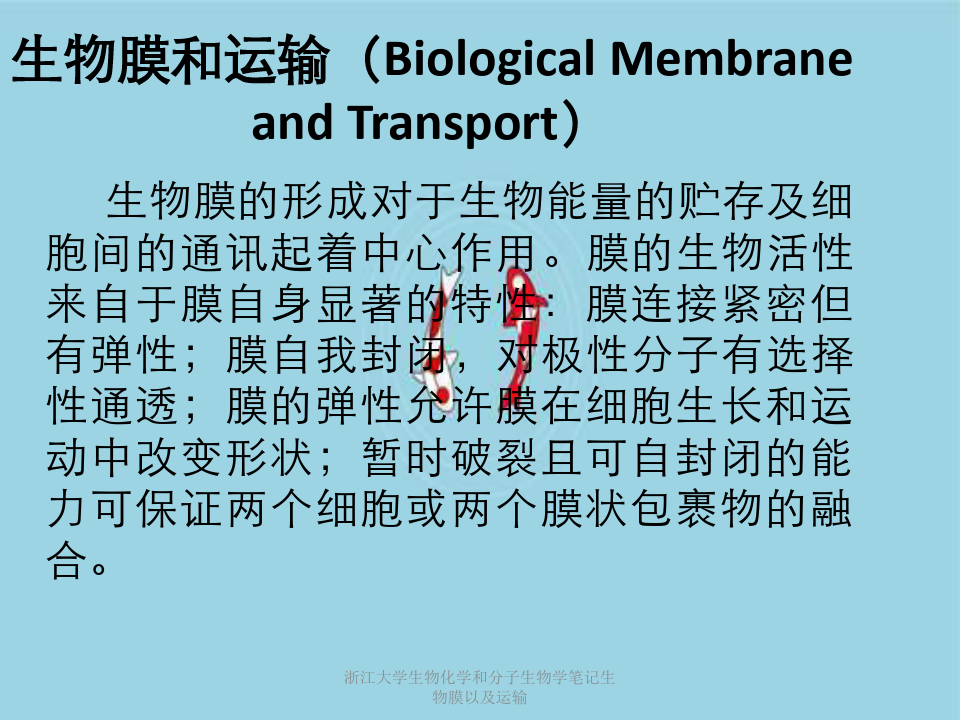浙江大学生物化学和分子生物学笔记生物膜以及运输