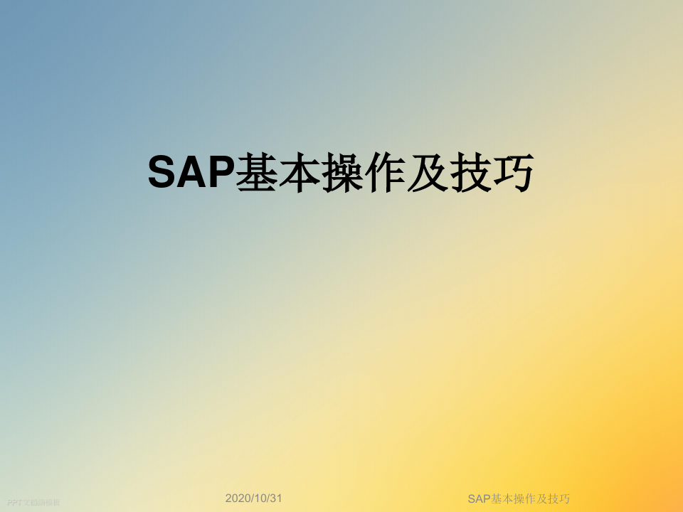 SAP基本操作及技巧