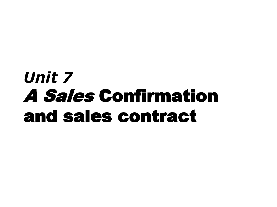 unit6合同和销售确认书