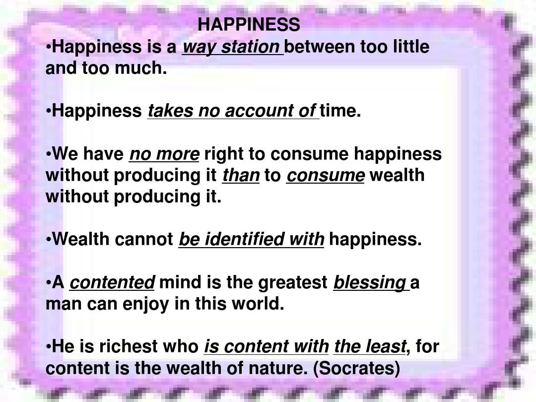 关于幸福HAPPINESS的英语名人名言