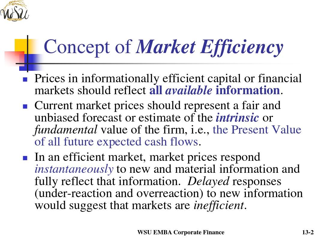 Chapter 13 The Efficiency of Capital Markets