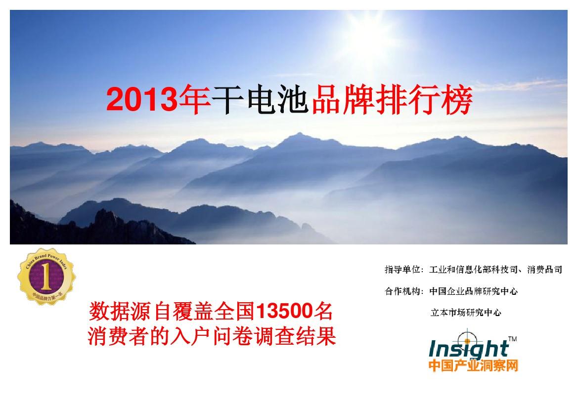 2013年中国干电池品牌排行榜
