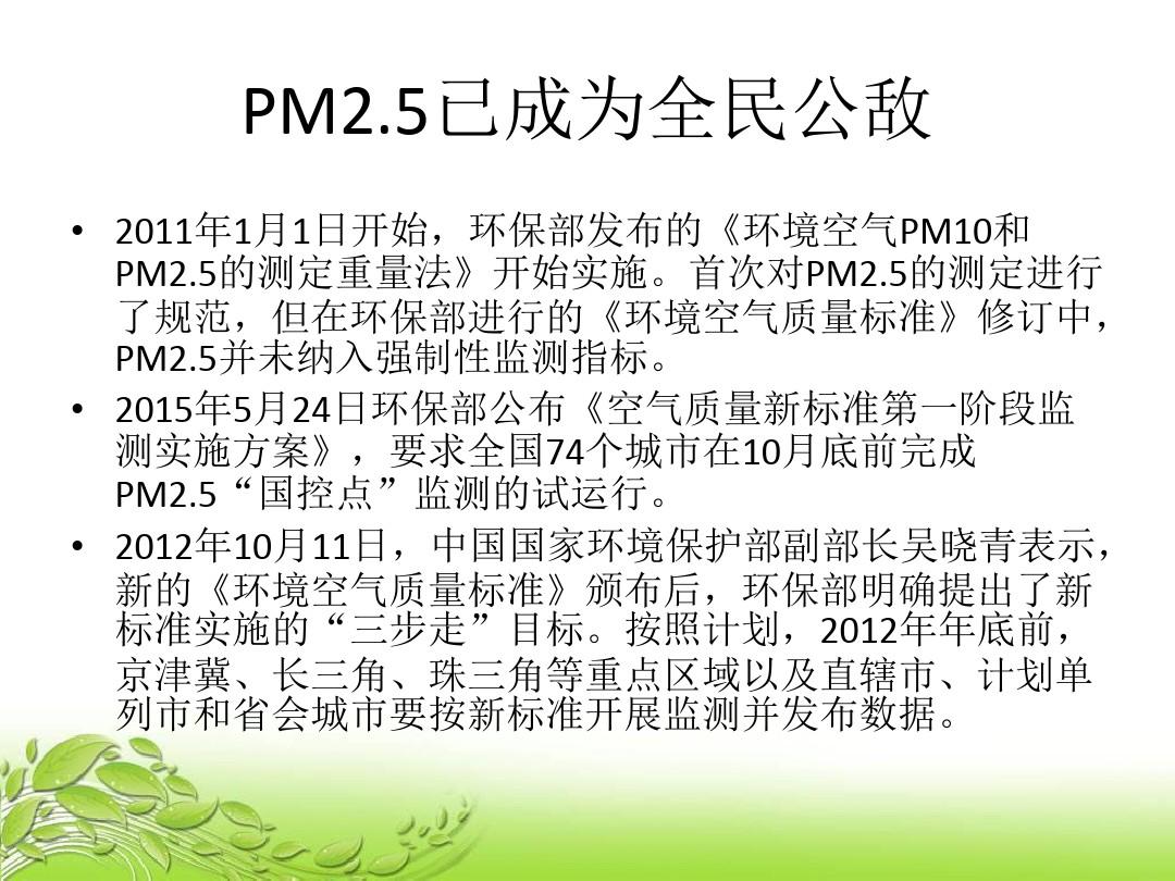 PM2.5的概念及测定方法