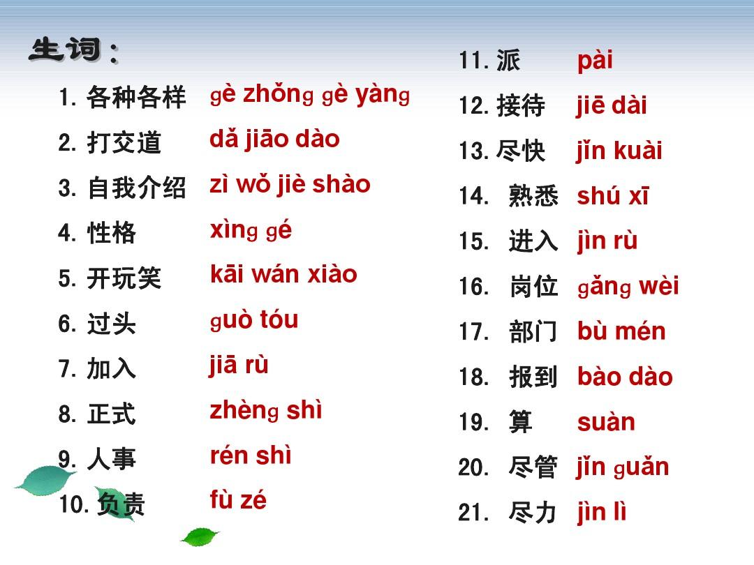 汉语口语速成提高篇第一课Part1