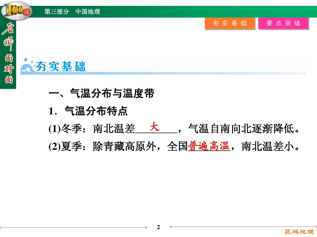 【名师面对面】2015届高三区域地理复习课件：第3部分 第3讲 中国的气候