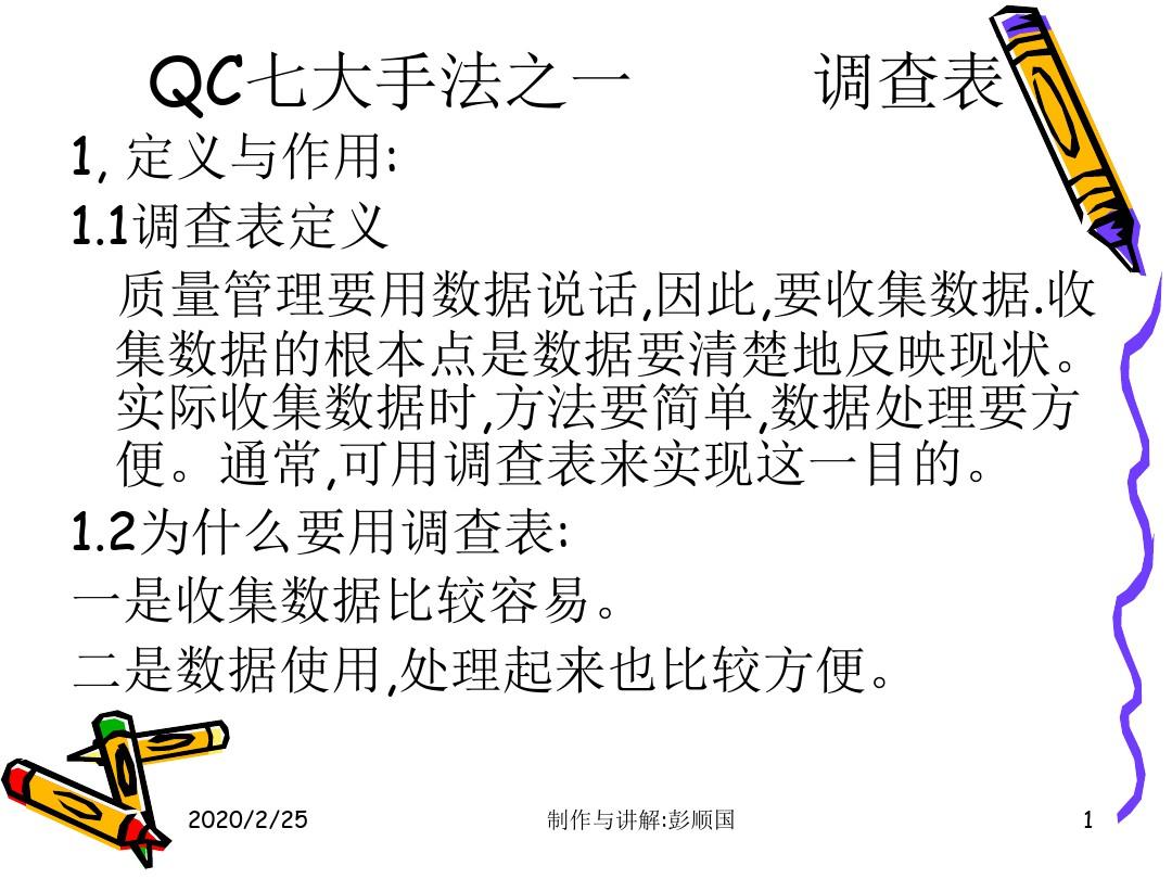 QC七大手法调查表