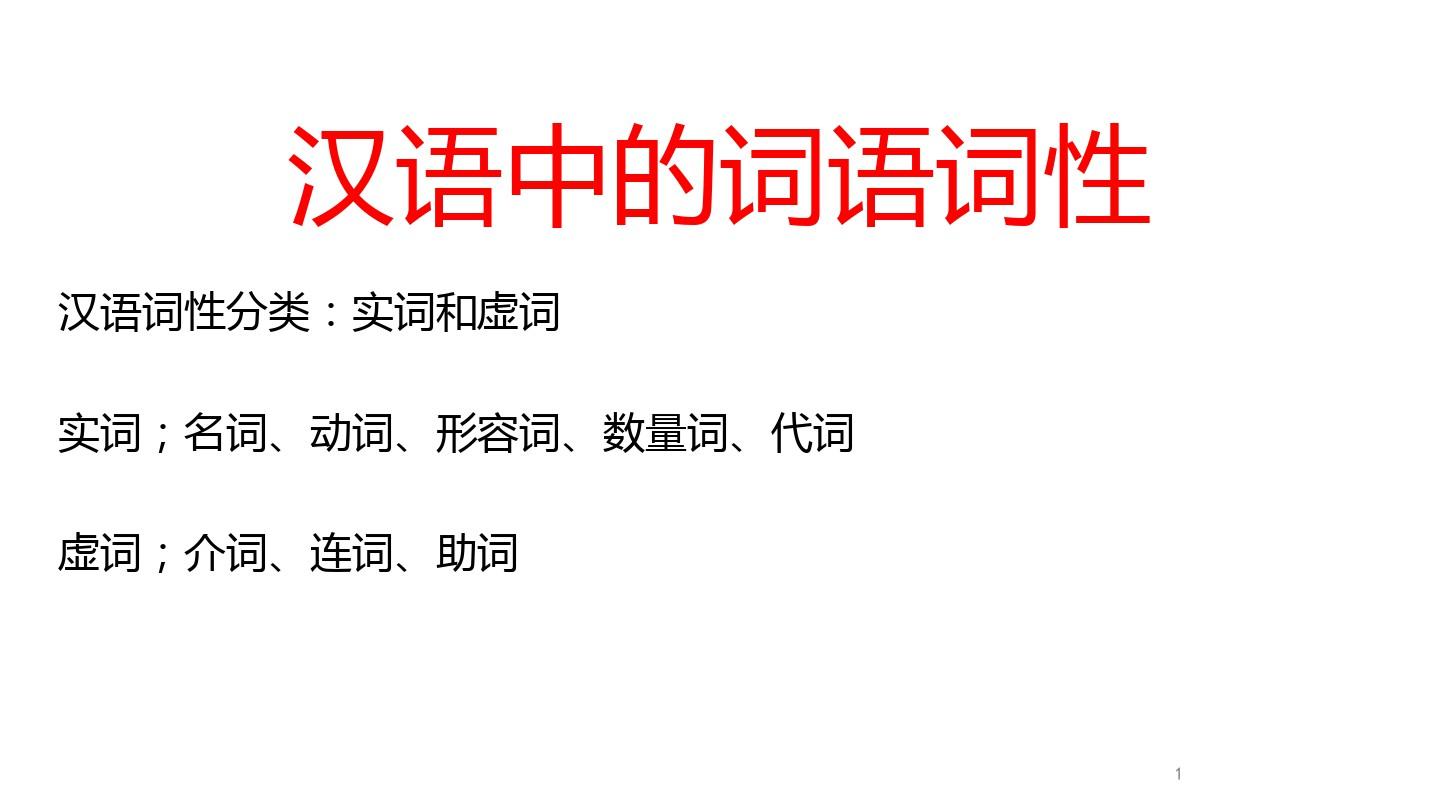 汉语中的词语词性分类(课堂PPT)
