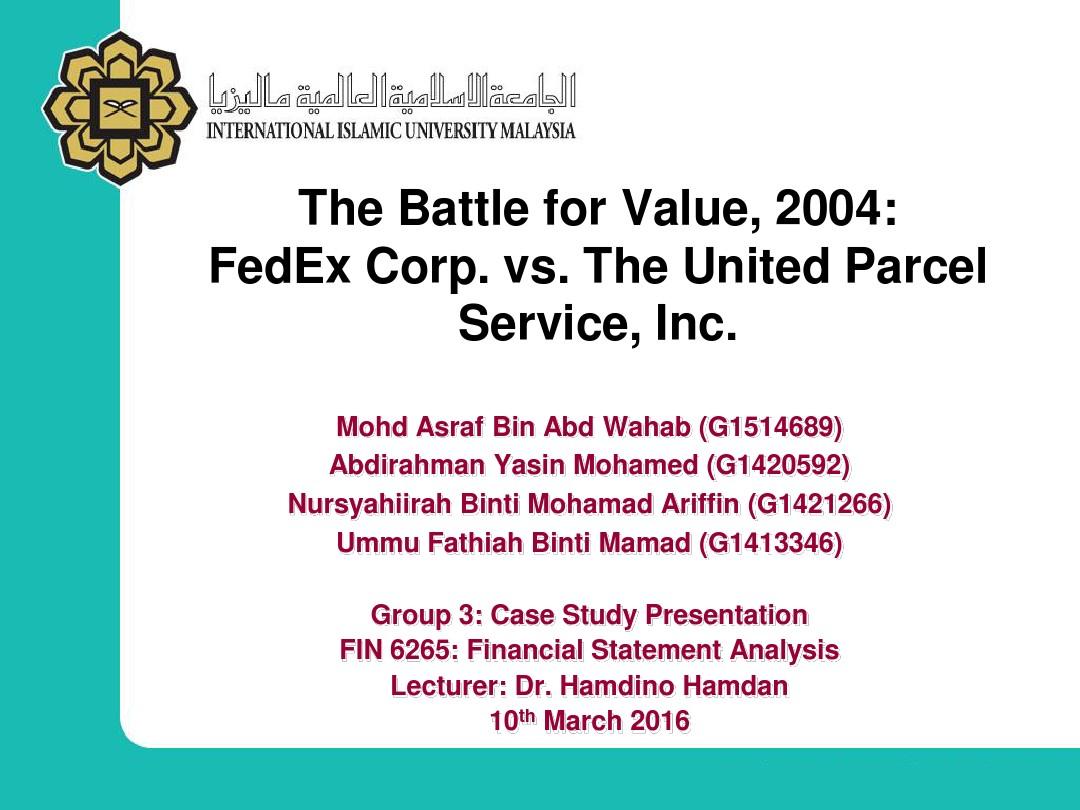 FedEx UPS case study_Group 3_Final