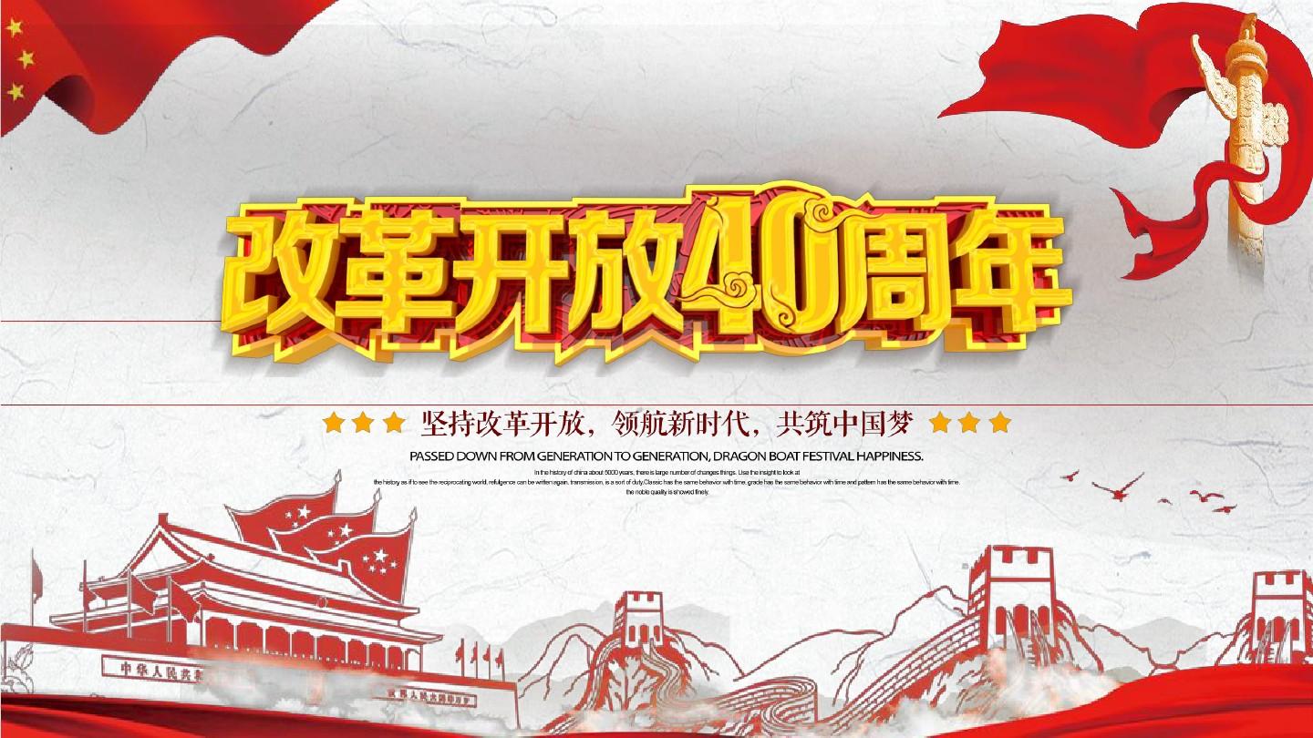 中国改革开放40周年高清成就展海报PPT
