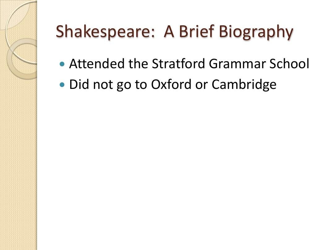 莎士比亚介绍 英文