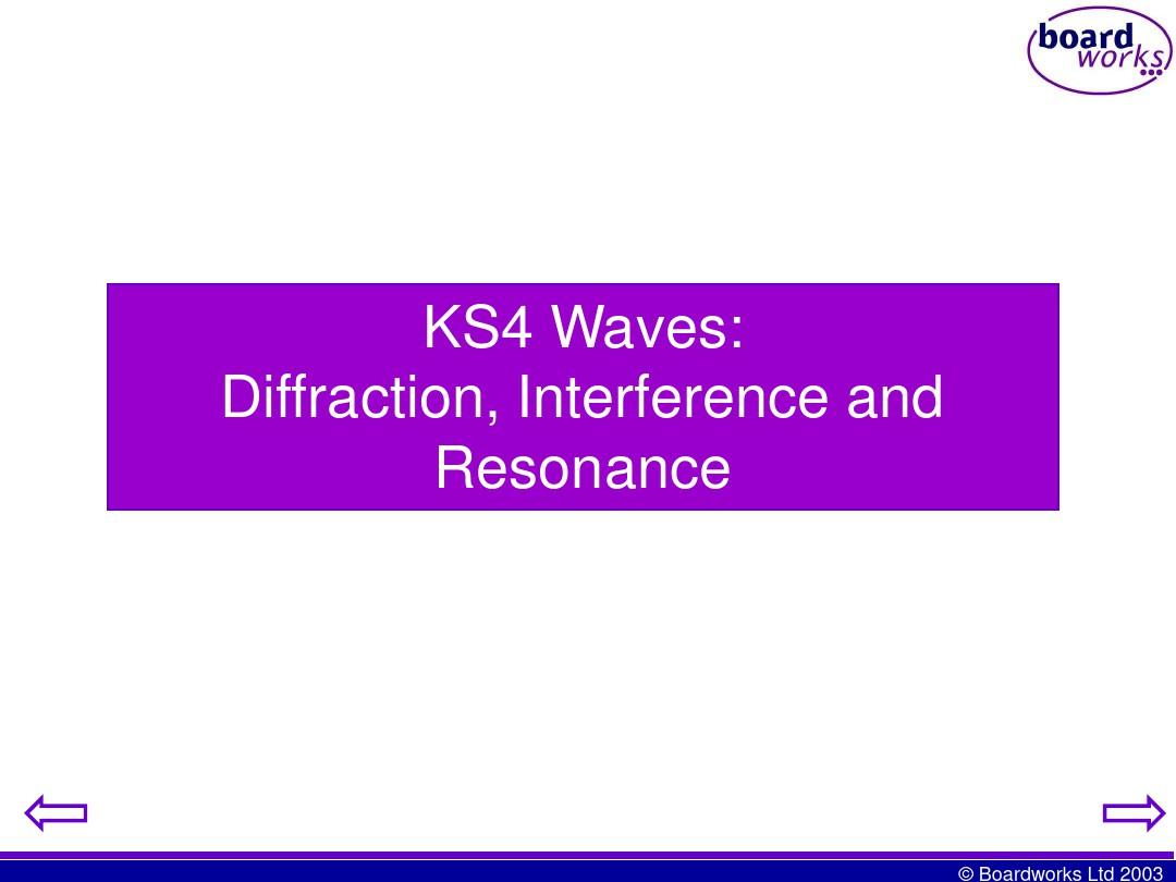 KS4 Waves - Diffraction, Interference and ResonancepptKS4波衍射,干涉与resonanceppt