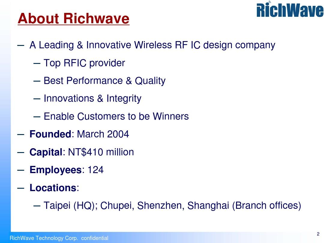 Richwave Profile Feb2014