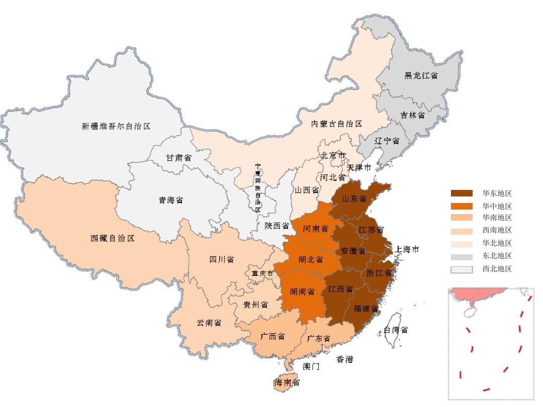 中国地图(可分省份修改着色)-中文版