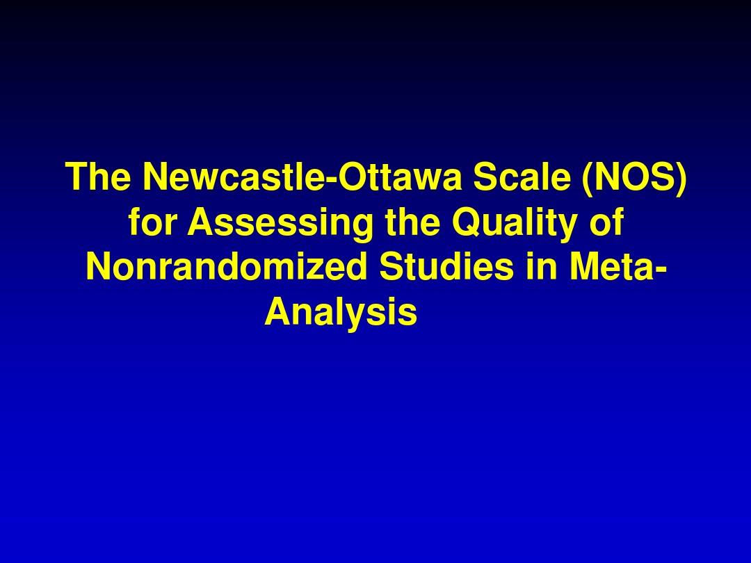 The Newcastle-Ottawa Scale