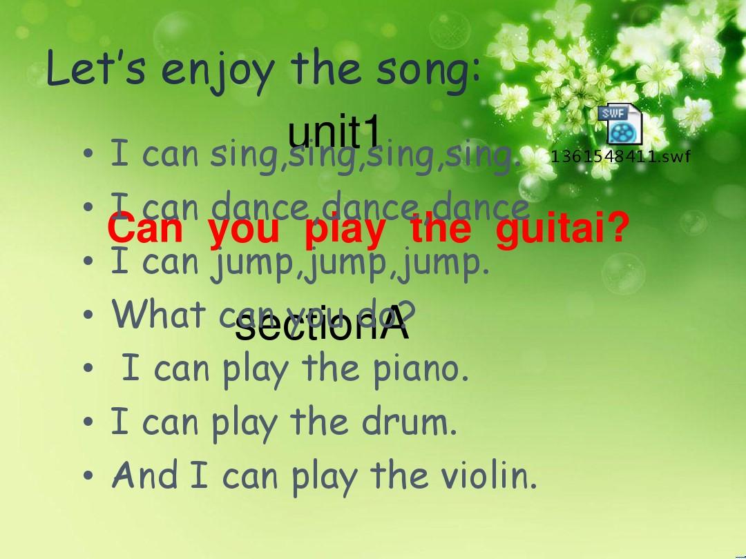 2013人教版七年级英语下册unit1_can_you_play_the_guitar_整单元课件