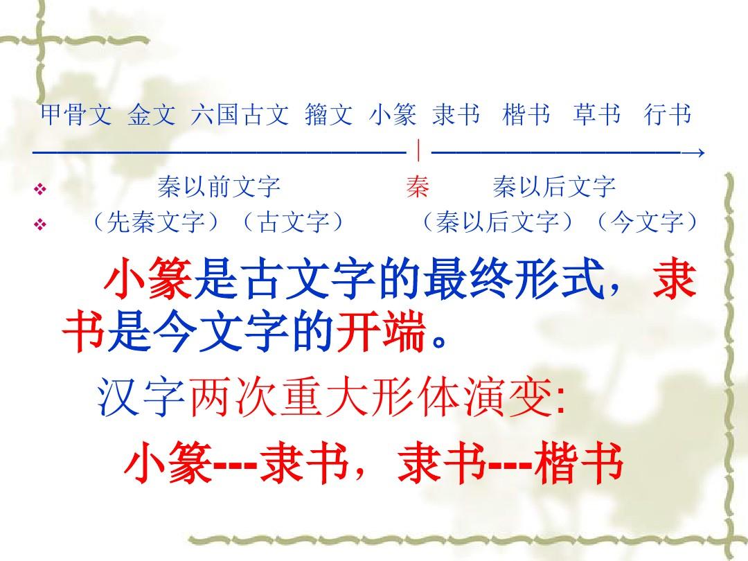 大学古代汉语课件：汉字形体的演变