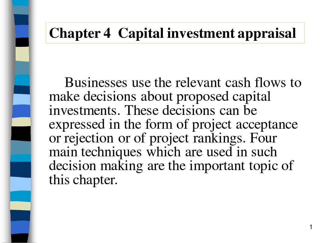 Chapter 4 Capital investment appraisal