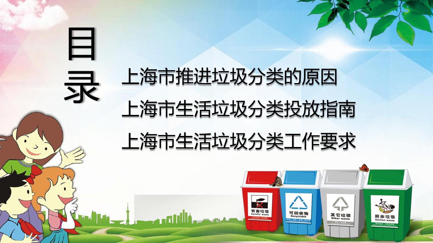 上海市生活垃圾分类知识宣讲PPT模板