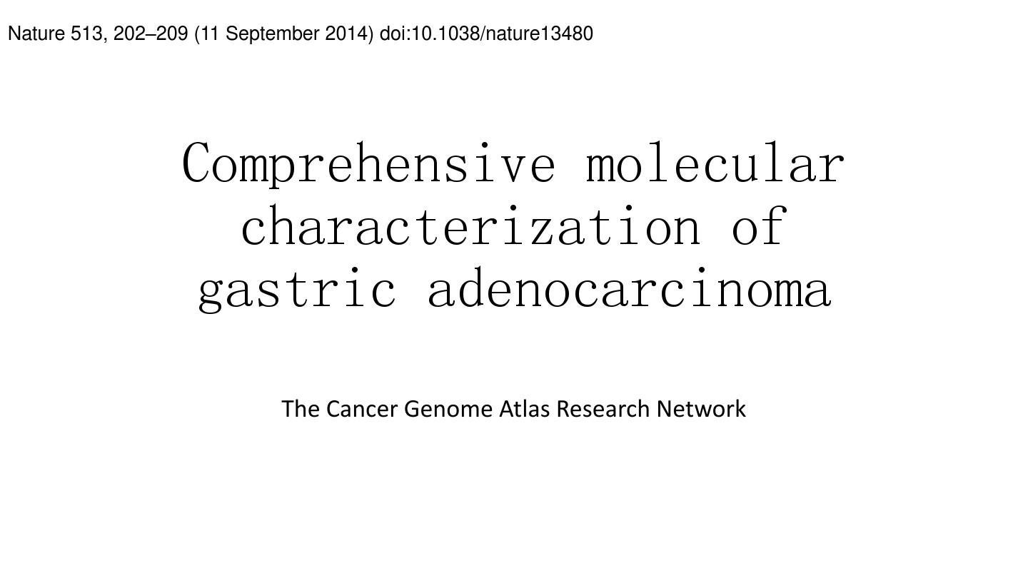 Comprehensive molecular characterization of gastric adenocarcinoma